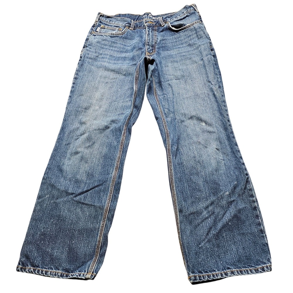 Carhartt Loose Straight Jeans Mens 32x30 Blue Denim Workwear Pants Relaxed Fit